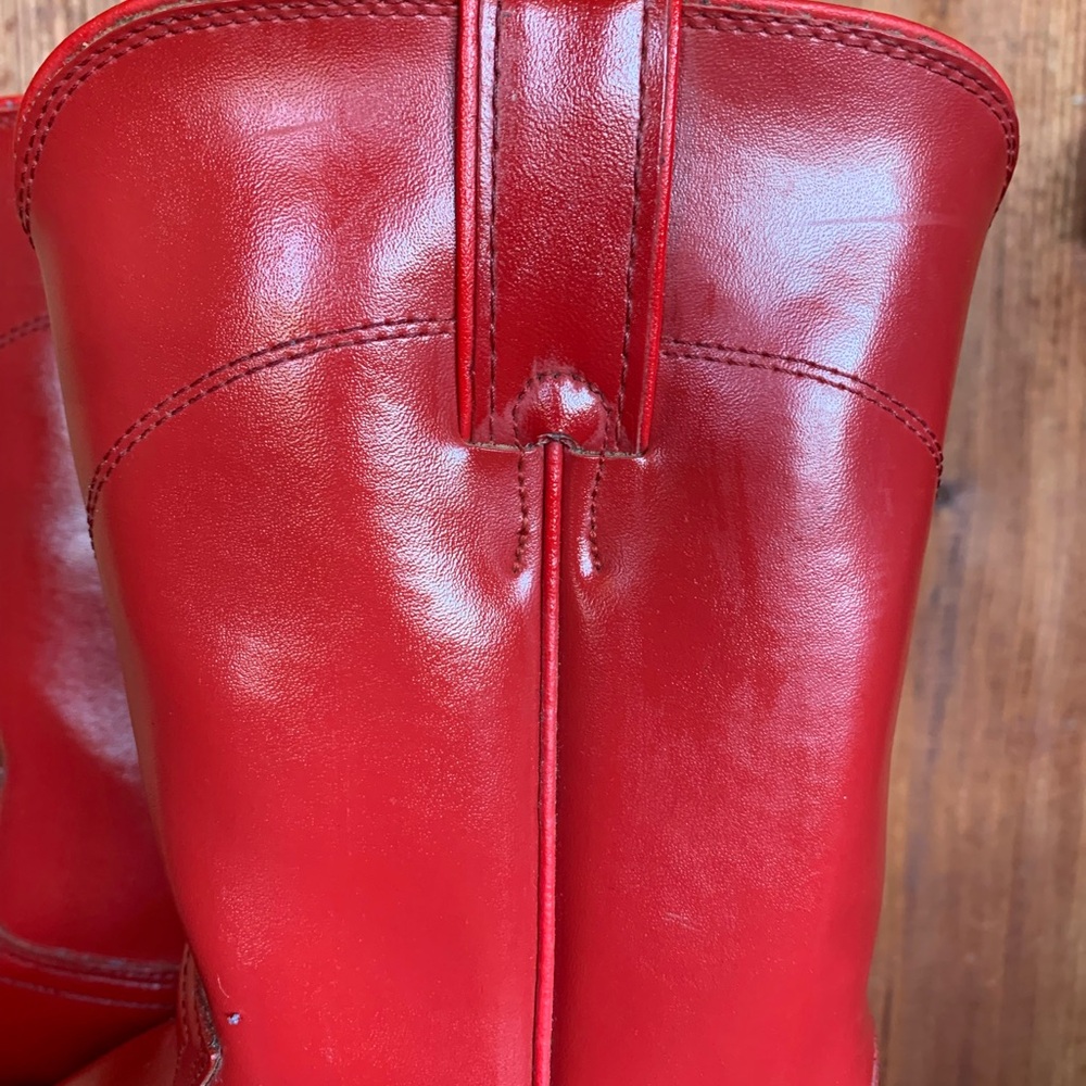 Vintage Justin Roper Red Leather Classic Boots Women’s Size 9B - Picture 3 of 14